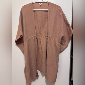 Aerie Gauze Tie Cape kimono Coverup Tan Size XS/S but oversized